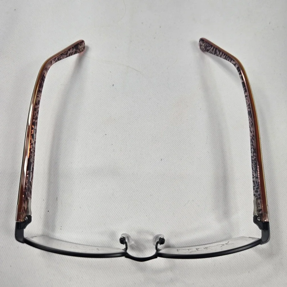 Nicole Miller Eyeglasses Black Frames‎ Leopard Print Arms 50-16-140 New